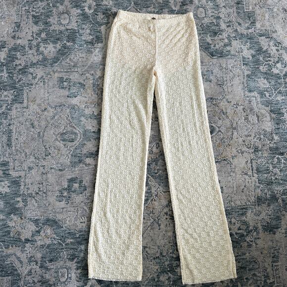 Free People Pants - Free People Pants Womens Medium Floral Embroidered Flared High Rise Festival